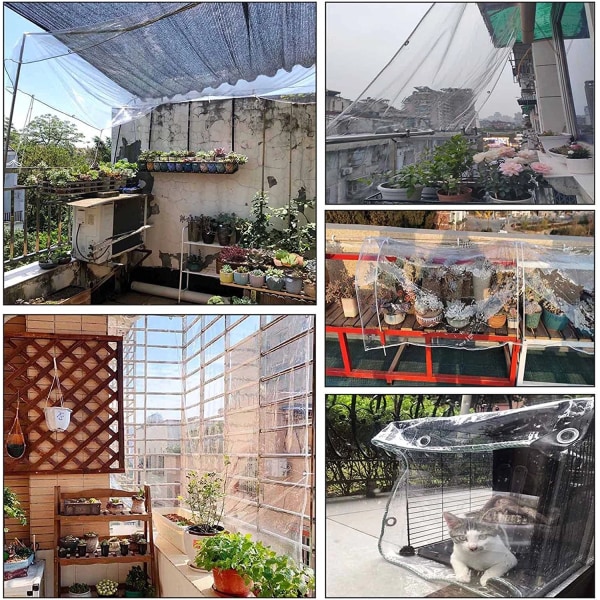 Vattentät presenning, klar PVC presenning med öljetter, isolerad presenning för trädgård, terrass, växter, väderbeständig transparent presenning (0,8x1,5m)