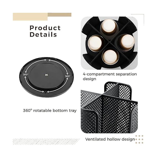 Roterende kop og låg-arrangør med 4 rum, kopdispenser, papirkopopbevaringsholder, til bordplade[HK]