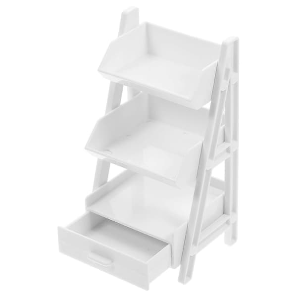Miniatyr 3-vånings vit plasthylla för dockskåpsinredning 1 enhet[HK]
