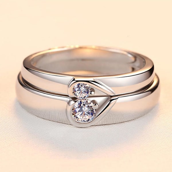 Minimalistisk Förlovningsring Hjärtform Älskare Par Ring Lova Knuckle Rings