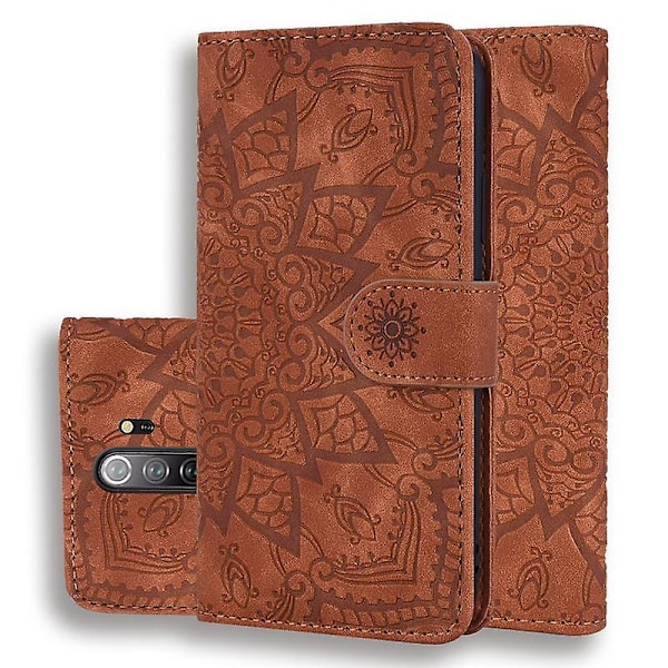 Plånboksfodral för XiaoMi RedMi NOTE 8 PRO Premium PU Läder Flip Cover Mandala[HK] Brown