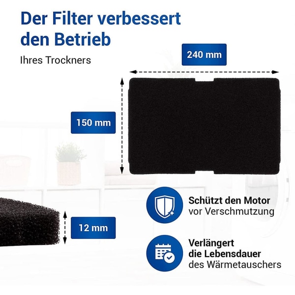 10 stk. Tørretumblerfilter til udskiftning af tørretumbler til Beko 2964840100, fnugfilter til tørretumbler Beko DE8635rx DS7512pa tørretumbler[HkkK] black