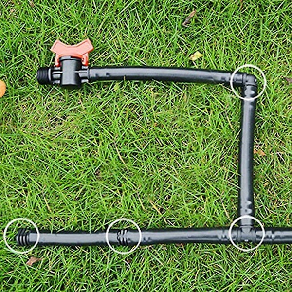 Irrigasjonsbeslagsett for dryppslanger - 6 T-stykker, 6 koblinger, 6 ender, 6 albuer - 16 mm dryppsprinkling[HkkK] Black