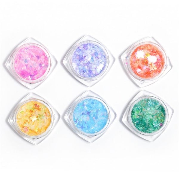 6 farger Krystall paljetter Epoxy Resin Mold Filler Dekor Pet Glitter Flakes Stjerner