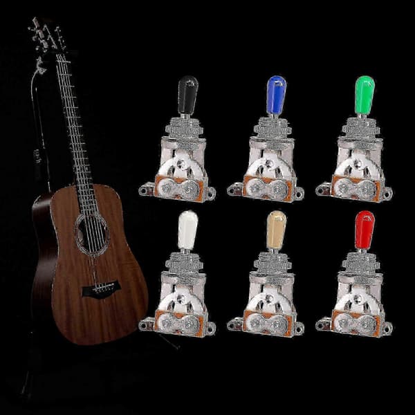 Elektrisk Guitar 3-vejs vippekontakt udskiftning - Hvid Pickup Selector Switch med Tip Cap, Guitar Dele Tilbehør[HK] White