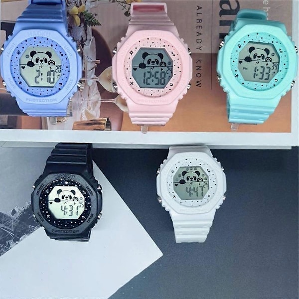 Nyt Studenterur Panda Version Simpelt Par Elektronisk Ur [HK] blue