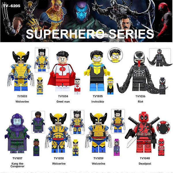 8 stk. Marvel Superhelt Serie Actionfigur Byggeklodser Minifigurer Legetøj Mini Figurer Legesæt Legetøj Børnefødselsdagsgave