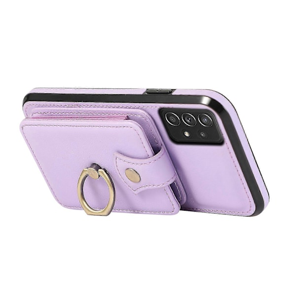 För Samsung Galaxy A52 4g / A52s 5g / A52 5g Fodral Korthållare PU Läder Telefonskal med Ställ [HK] Purple