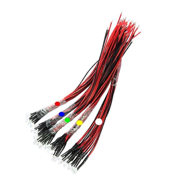 Lys 50 stk. 12V lysdiode til belysning med ledning 5 mm perler[HK]