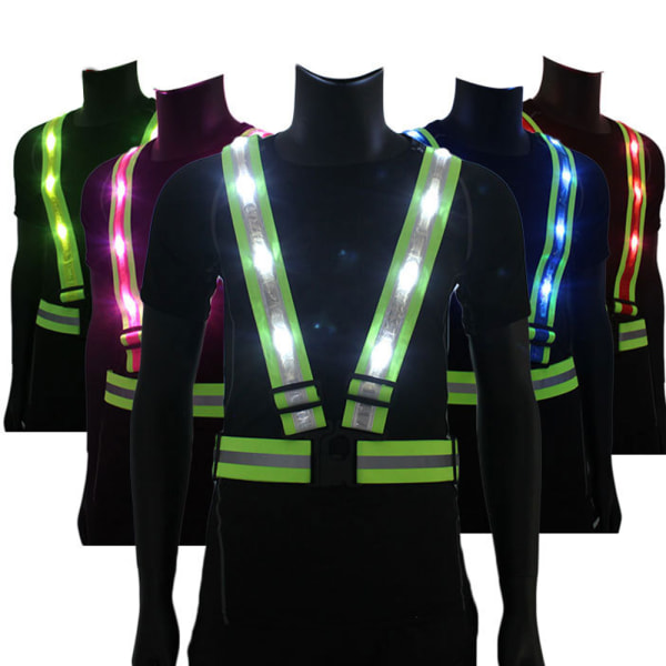 LED-forsyning vest Night Traffic reflexvæst USB-opladning[HK] blue