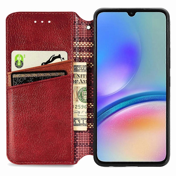 Samsung Galaxy A05s 4G Nahkakotelo, kohokuvioitu vinoneliökuvio, lompakkokotelo [HK] Style D Multicolor