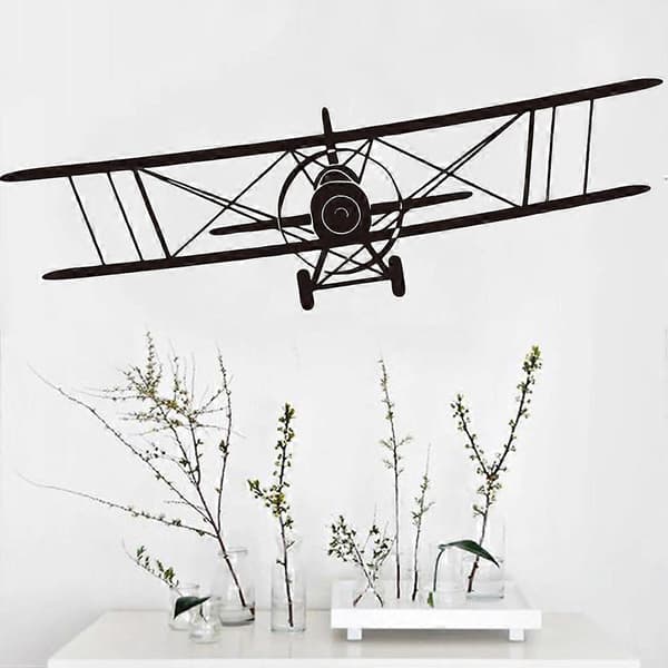 Svarta Cool Glider Flygplan Väggdekaler för Dekorationsbruk 2st Set[HK]