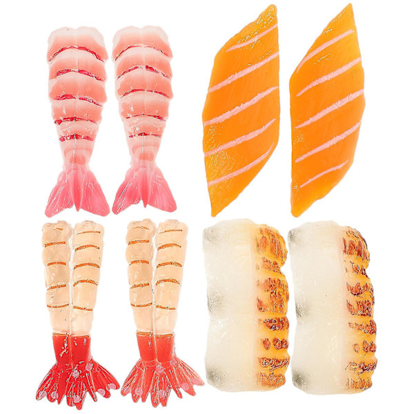 HKK  8 stk. kunstig sushi falsk mad simulering realistisk nigiri falske lakseskiver