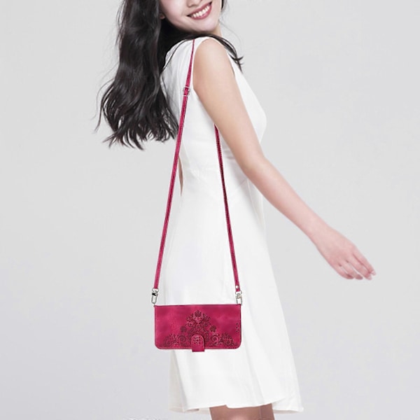 Læder telefoncover med 2 stropper til Xiaomi Redmi Note 13 5G/Note 13 5G (Kina) [HK] Wine Red
