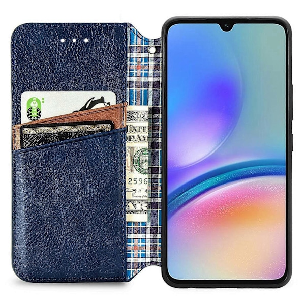 For Samsung Galaxy A05s 4G Lærdeksel med preget rombemønster lommebok telefondeksel[HK] Style B Multicolor
