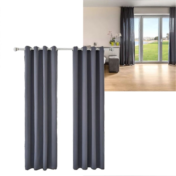 Mørkleggingsgardin Polyester Soverom Formørkende Gardiner Mørk Grå for Husholdningsdekorasjon[HK]