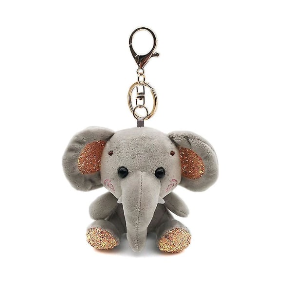 Sinknap Mini Elephant Plys Fyldt Dukke Vedhæng Nøglering Nøglering Holder Taske Decor[HK] Grey