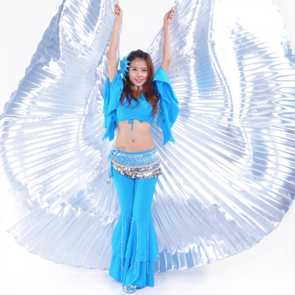 Mavedans Isis Vinger med Pinde - 360 Dekoreret Dansevinge [HK] Gold