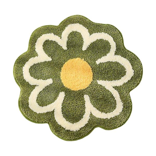 Sød blomstformet vaskbart bademåtte skridsikkert absorberende badeværelsesmåtte blød fluffy sjov toiletmåtte søde badeværelsesmåtter[HK] Green
