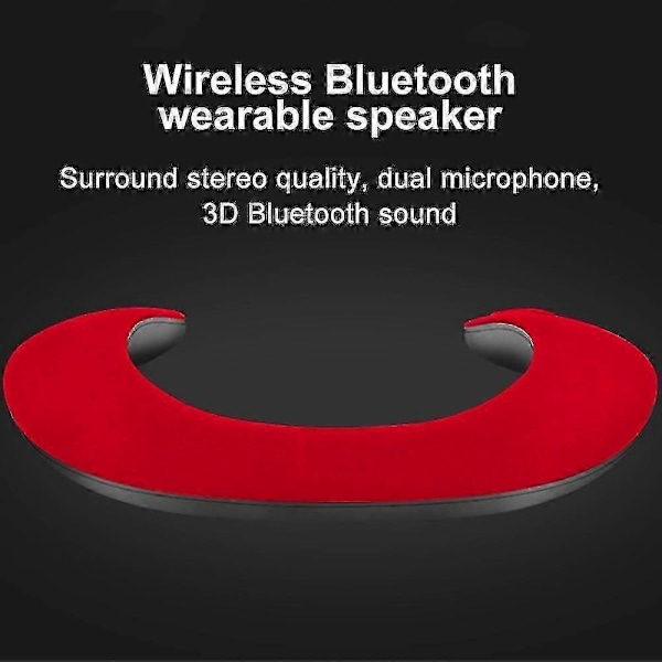 Bluetooth-kaulakaiutin, langaton Bluetooth-kaulakaiutin, puettava kaiutin kotiin, urheiluun ja ulkoiluun [HK] Red