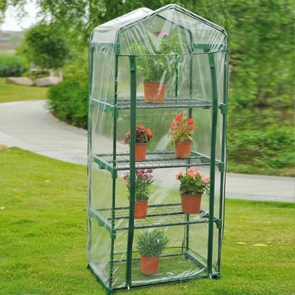 JIKAIX Växthusöverdrag Transparent Enkel Montering PVC Rullgardinsdesign Växthusväxtskydd för Trädgård[HK] Four Layer