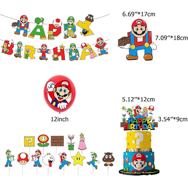 Fødselsdagsfest Dekorationer Mario Balloner Mario Bros Kage Dekorationer Mario Fødselsdags Dekorationer Super Mario Festartikler Super Mario Føds[HK]