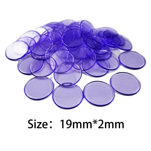 Haloppe 100 st 19 mm genomskinliga bingobrickor i transparent färg för räkning av matematiska spelräknare [HK] Dark Purple 100pcs