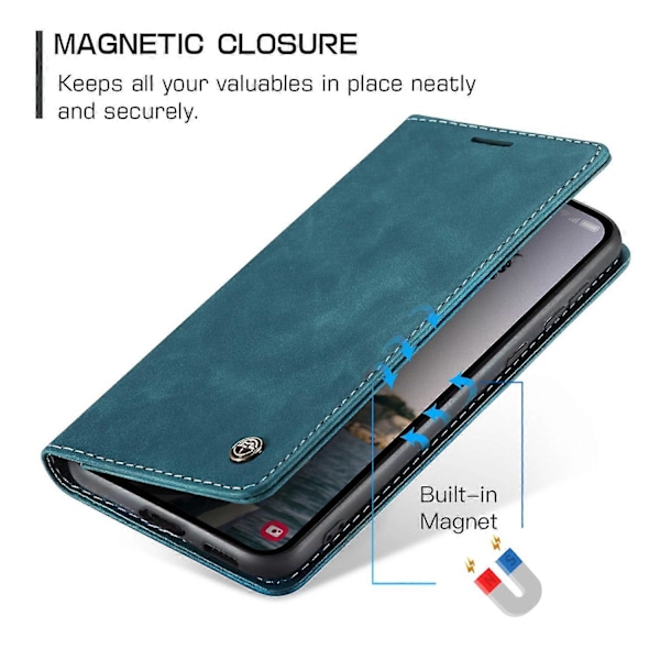 CASEME 013-serien för Samsung Galaxy A55 5G Fodral PU Läder Ställ Visning Business Telefonskal [HK] Style A Multicolor