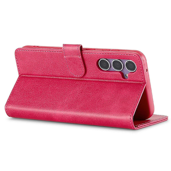 LC.IMEEKE Fodral till Samsung Galaxy S25 Kalvtextur PU Läder Ställ Plånbok Mobilskal - Grå[HK] Rose Multicolor