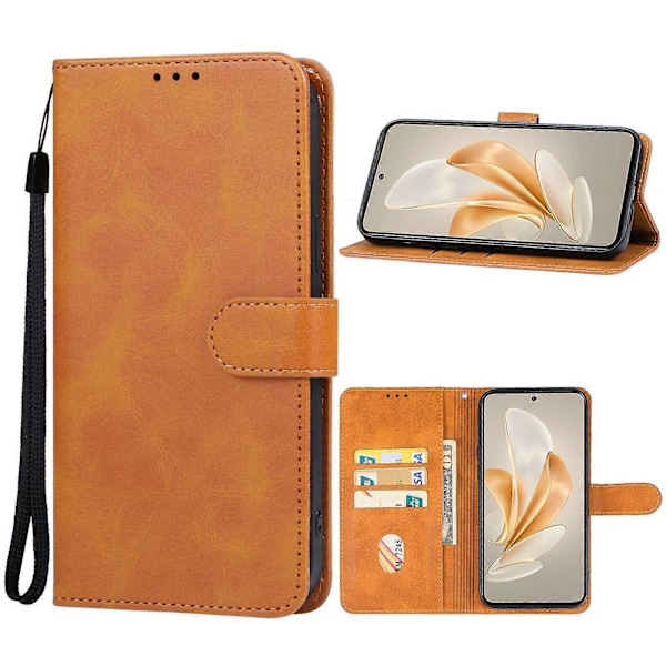 För vivo V40 Lite Läder Telefonfodral [HK] Brown