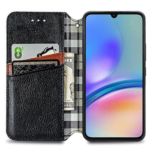 Samsung Galaxy A05s 4G Nahkakotelo, kohokuvioitu vinoneliökuvio, lompakkokotelo [HK] Style A Multicolor