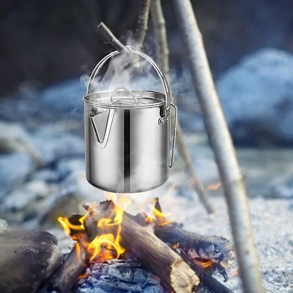 HKK  Wsrcxx Utendørs Campingkjele i rustfritt stål 12l - Lett Leirbålkjele Utendørs Camping Fotturer Oppbevaringspose
