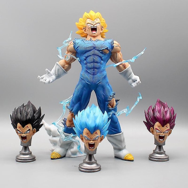 27cm Dragon Ball Z Majin Vegeta Anime Figur Selvudløser Dbz Super Saiyan Actionfigurer Pvc Statue Figurine Model Legetøj Gave[HK] NO box 27cm with 4 heads