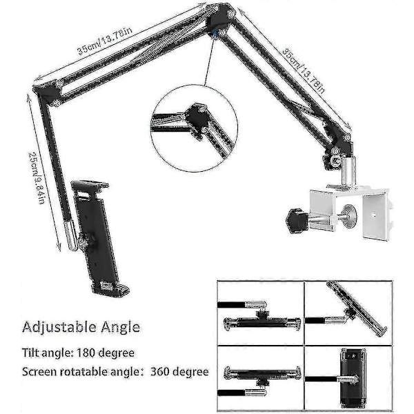 Tablettiteline sänkyyn, säädettävä ja kokoontaitettava 360 asteen kierrolla iPhone, iPad, matkapuhelin, tabletti [HK]