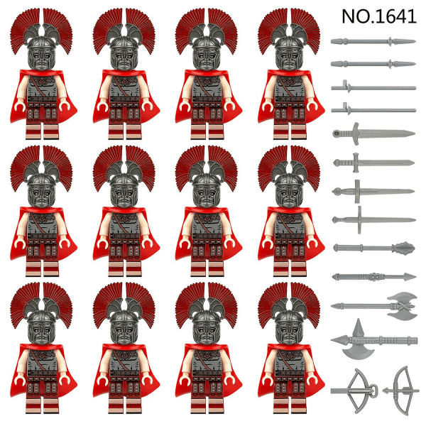 Middelaldersk romersk soldatregiment 12 byggekloss minifigurer og små partikkelmontering leker[HK] 12 pieces in a set