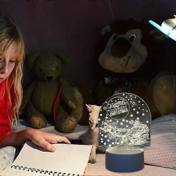 Jul 3D nattlys Akryl Jul Berøringskontroll Skrivebordsnattlys Rom[HK] E