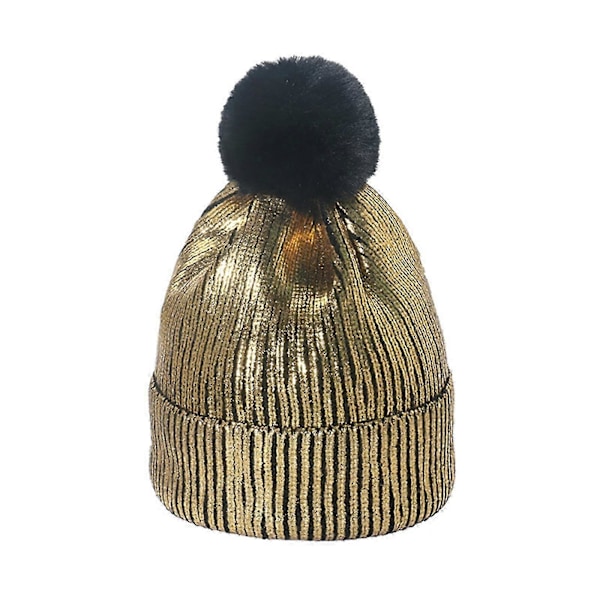 Lila Metallisk Ins Guld Silver Damhatt Höst Vinter Unisex Akryl Varm Flickor Mössa Skidåkning Vandring Enkel Mössa[HK] gold