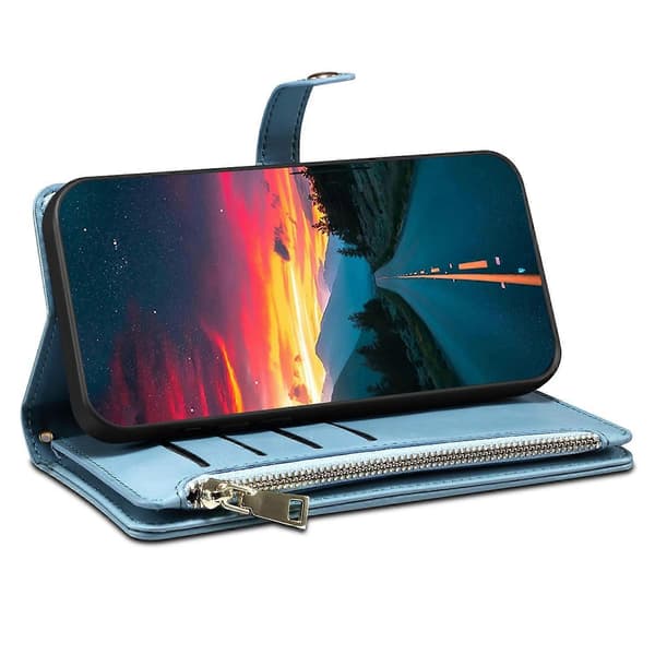 Galaxy S25 FE Läderfodral med Rem - RFID-blockerande Blå[HK] Blue Blue