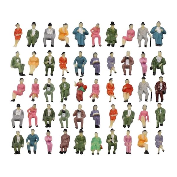 50 stk. 1:87 Skala Malede Figurer Personer Figurer til Model Tog Sandbord [HK]