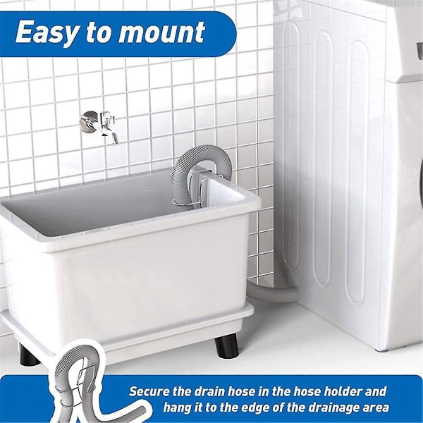 HKK  Rustfritt stål vaskemaskin avløpsslangeholder krok, Universal Utility Sink Hose Clamp, Vaskerom Tub Hose Guide Clip