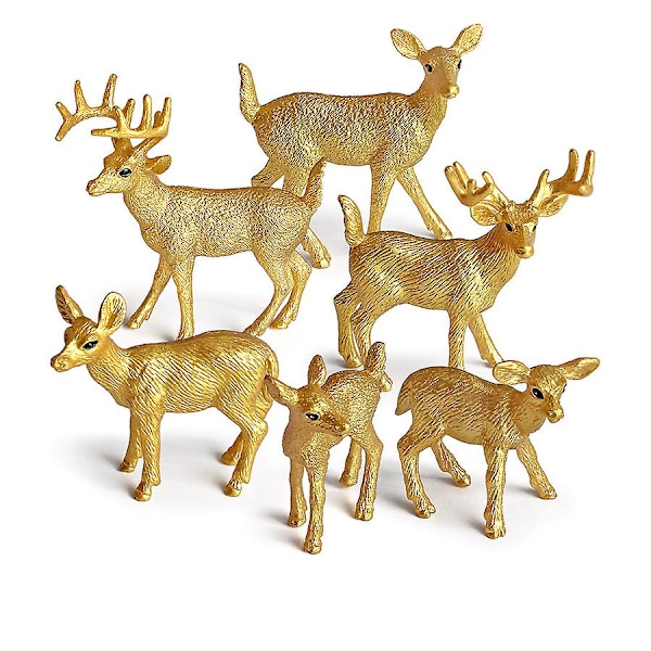 Realisttiska Vilda Djur Skogsdjur Figurer Älg Tjur, Ren, Sika Hjort Familj Figurer Leksakssats Tårta Toppar [HK] deer A 3pcs
