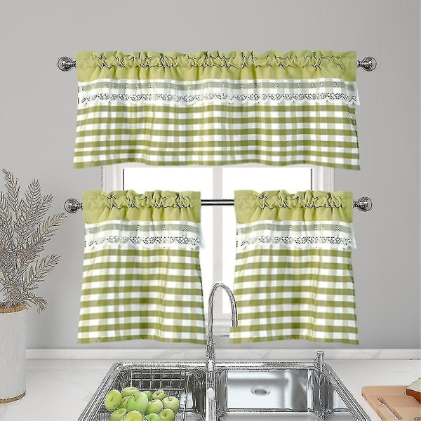 Kök Gardiner Dekoration Fönstergardin Lyxig Café Valance Topper Draperier[HkkK] Yellow Green 74cmx61cm