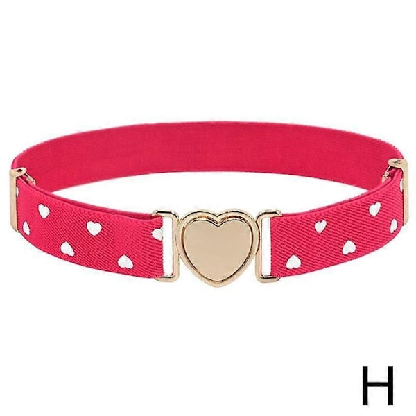 Jenter Elastiske Belter Justerbart Midjebelte Tenåringsbukser Hjerte NYTT. Belte[HK] Rose red heart