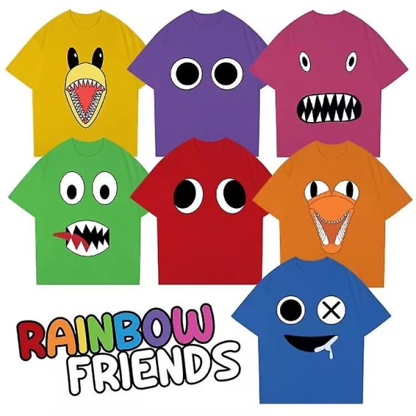 2022 Flickor Pojkar Rainbow Friends T-shirts Sommar Kortärmade T-shirts för barn med tecknade serier[HK] Pink 160
