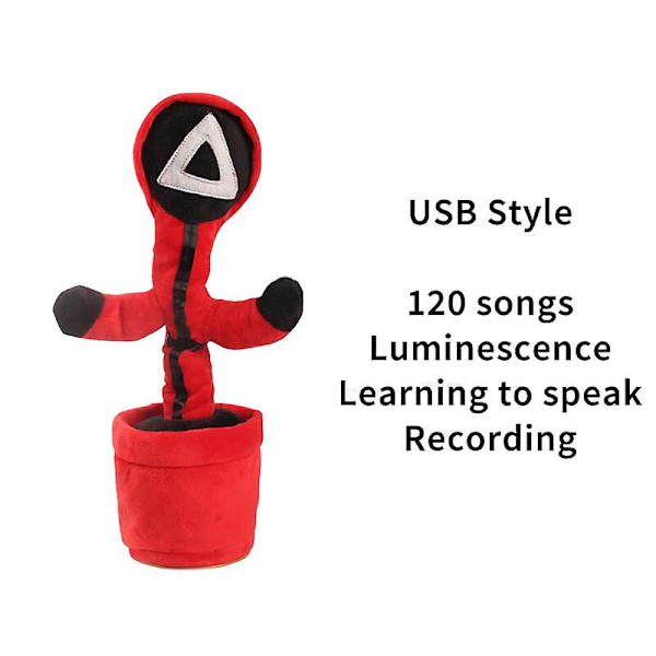 USB-stil Syngende Dansende Blekksprutspill 120 Sanger Etterligner Stemme Gjenta Opptak Plante Plysj Leke Flere Språk [HK] Triangle