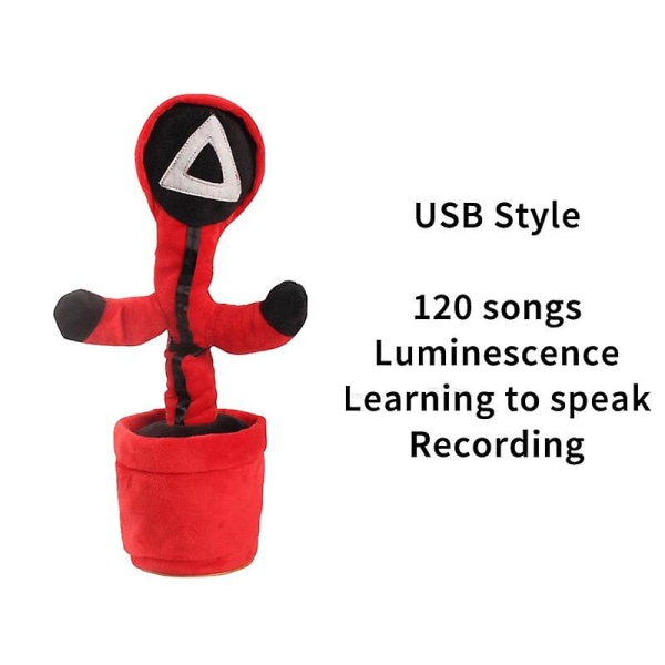 Usb Style Singing Dancing Squid Game 120 Songs Imitate Voice Repeat Record Plant Plush Toy Multi-languages[HK]