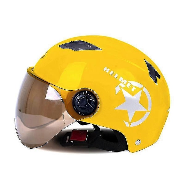 Elektrisk Motorcykelhjälm Scooter Cykel Öppet Ansikte Halv Baseballkeps Anti-UV Säkerhet Hård Hatt Cykelhjälm Justerbar[HK] Yellow