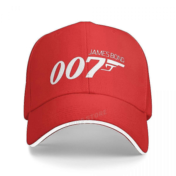 Klassisk Film James Bond 007 Trykk Baseball Caps Morsom Design Menn Kvinner Sommerhatt Justerbar Snapback Hatt Pappa Caps Gorras[HK] One Size Red