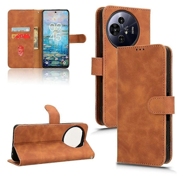För TCL 50 NxtPaper 5G Läderfodral Skinnkänsla Anti-Fall Plånboksfodral - Grön[HK] Brown Multicolor