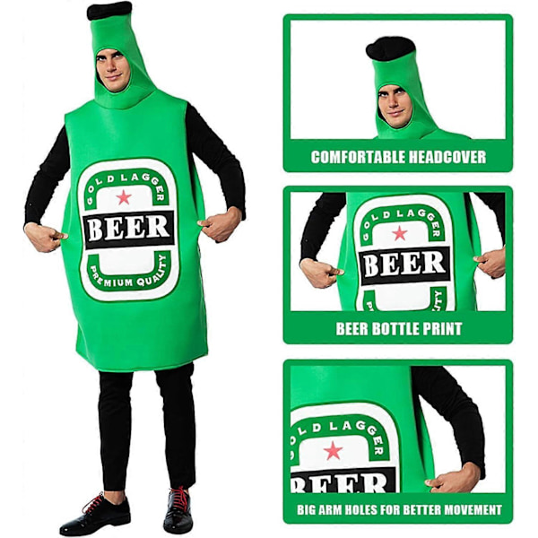 Olutpullopuku miehille, olutpullopuku aikuisille - roolileikki Oktoberfest-asu, hauska Halloween-asu olutpullolla, Cosplay C[HK]
